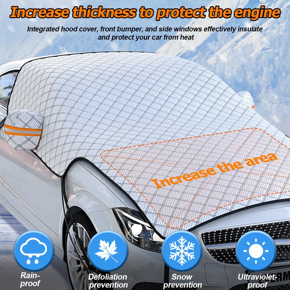 Windshield and Hood Ice and Snow Cover with Sun Shade