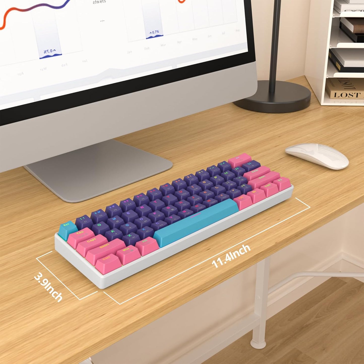 Fogruaden Full Size Mechanical Keyboard, Green Matcha Keyboard, Wired USB 104 Keys RGB Backlit Gaming Keyboard with Number Pad, Red Switches, NKRO Mechanical Keyboard for Windows Laptop PC Gamer