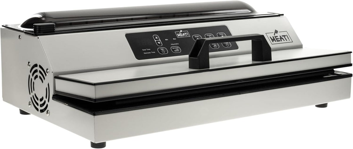 MEAT! 16 Inch External Vacuum Sealer with a 16 Inch Sealing Strip, Bag Roll Storage, Bag Cutter, and LCD Display for Preserving Meat and Vegetables