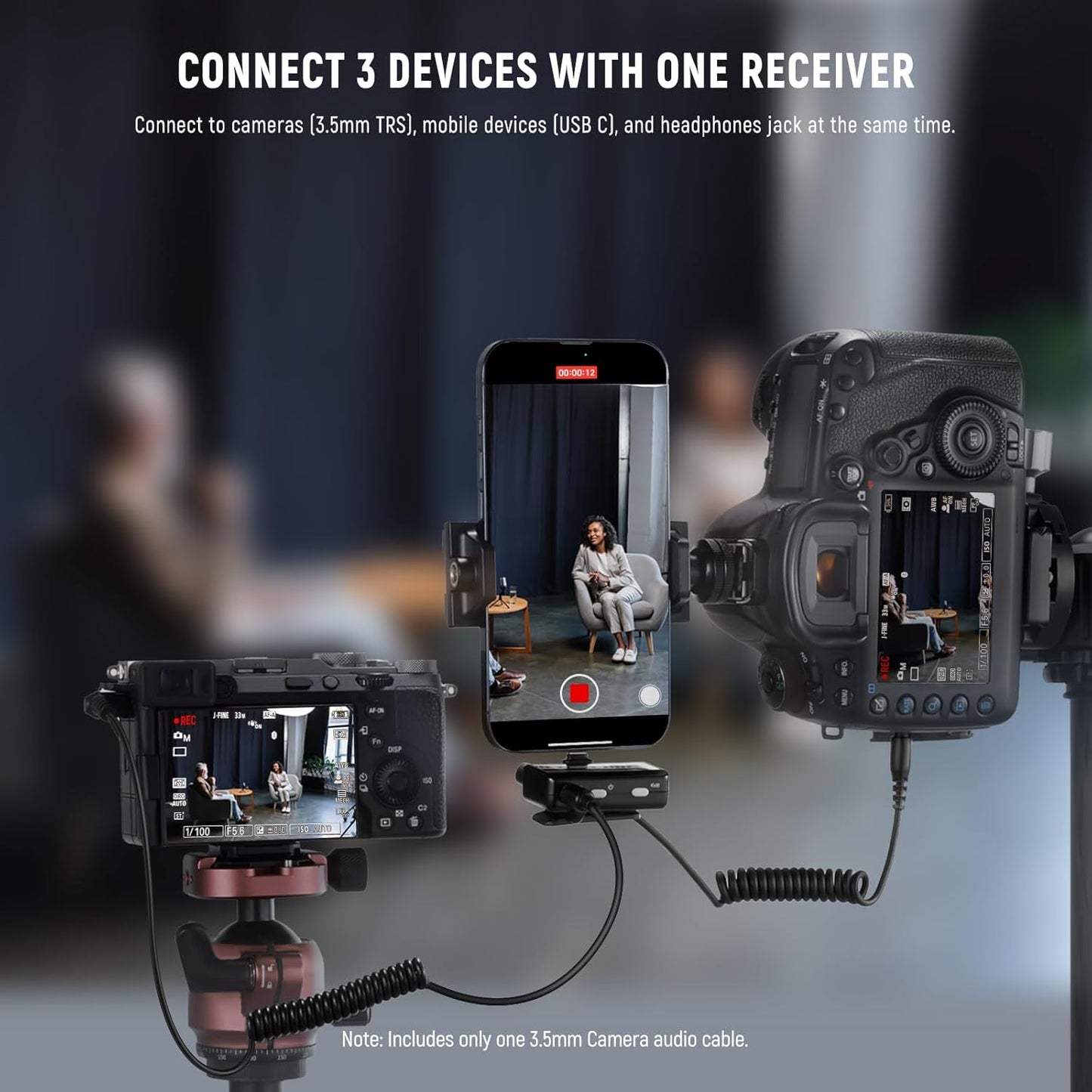 NEEWER CM28 Wireless Lavalier Microphone System with Charging Case, 1 Click Noise Canceling, 4GB Storage for 9Hrs of 48KHz 16 Bit Uncompressed Audio Lapel Mic Compatible with iPhone/Android/PC/Camera