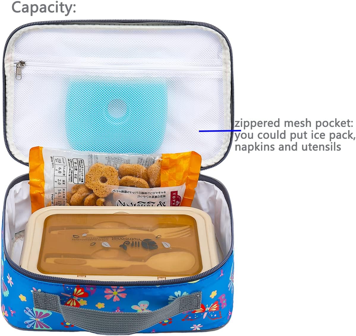 FlowFly Kids Lunch Box Insulated Soft Bag Mini Cooler Back to School Thermal Meal Tote Kit for Girls, Boys, Black