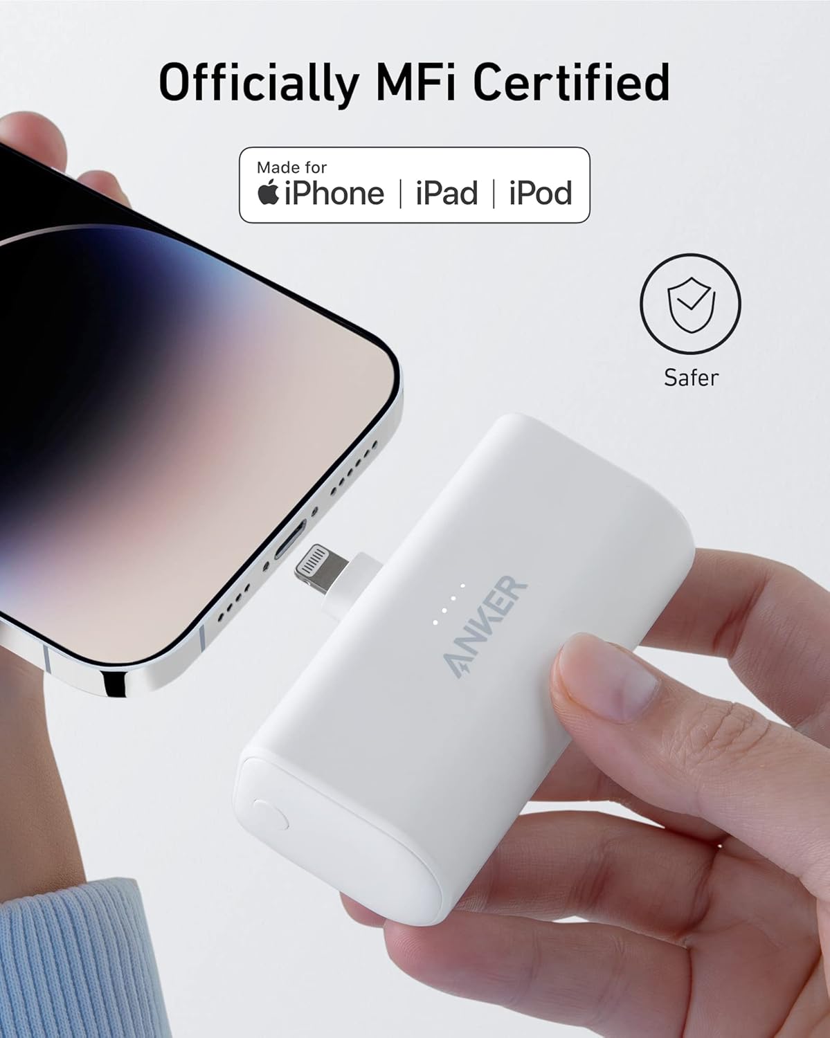 Anker Portable Charger with Built-in Lightning Connector, 5,000mAh MFi Certified 12W Portable Charger, Compatible with iPhone 14/14 Pro / 14 Plus / 14 Pro Max, iPhone 13 and 12 Series