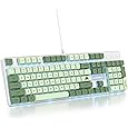 Fogruaden Full Size Mechanical Keyboard, Green Matcha Keyboard, Wired USB 104 Keys RGB Backlit Gaming Keyboard with Number Pad, Red Switches, NKRO Mechanical Keyboard for Windows Laptop PC Gamer