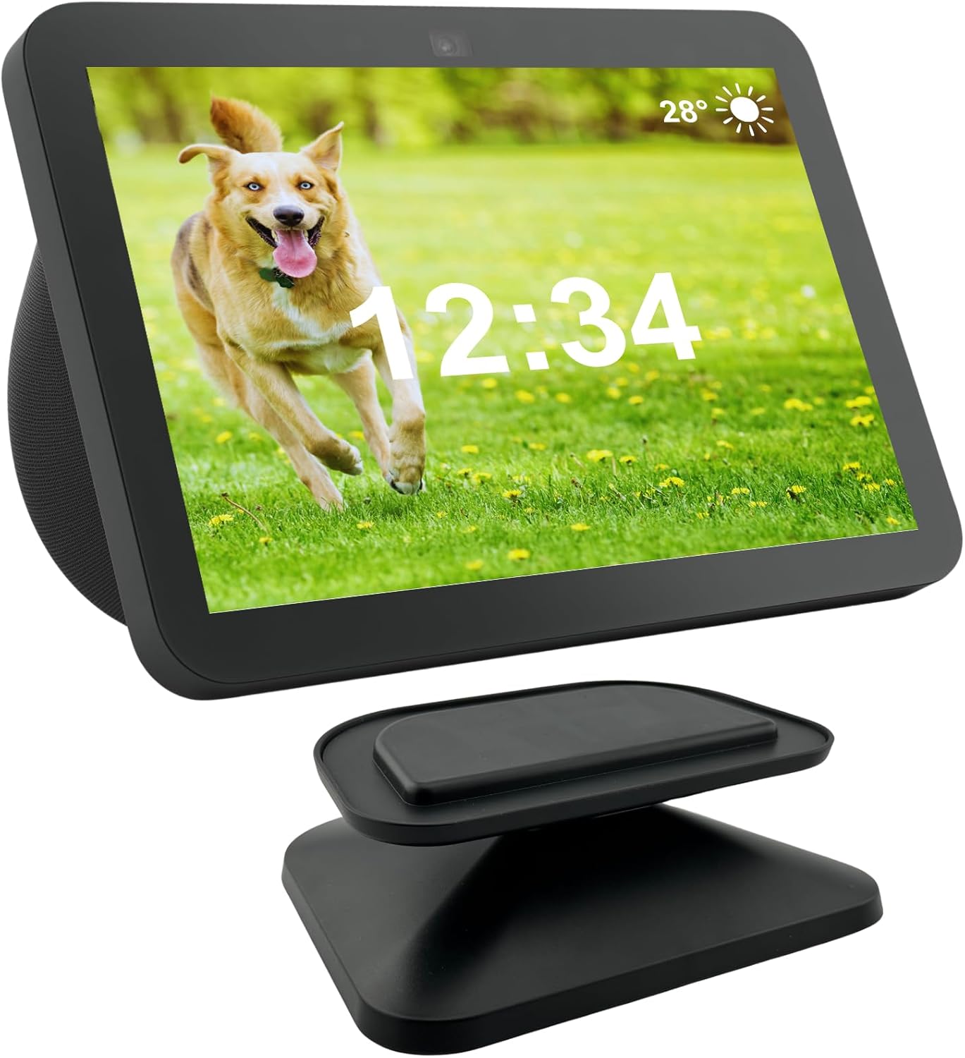 Sintron Adjustable Magnetic Stand Mount for Echo Show 5 (3rd Gen) & iPhone Models, Smart Display Stand Holder for Show 5 3rd Gen with 360 Degree Rotation, Swivel Tilt Function, Anti-Slip Base (Black)