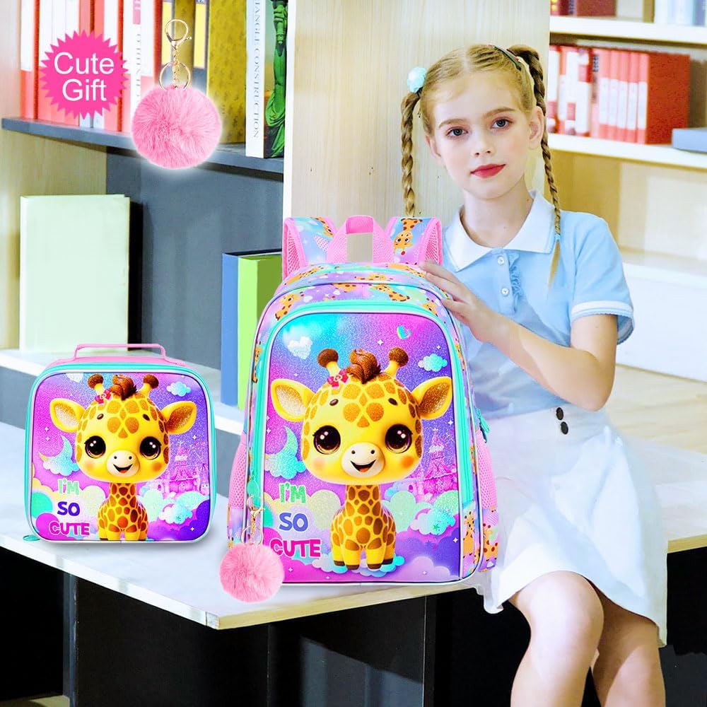 3pcs Backpack for Boys and Girls, 16” Kids Kindergarten Bookbag with Lunch Box, Cute Elementary Backpacks for Boy Girl
