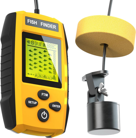 Portable Sonar Alarm Fish Finder with Sonar Transducer and LCD Display, for Kayak Fishing Boat Fishing Ice Fishing