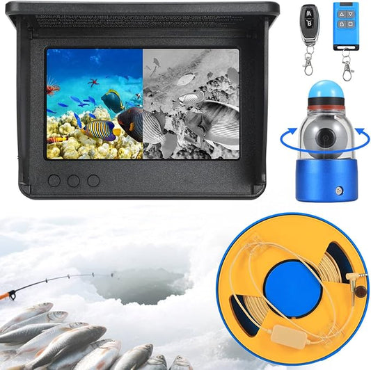 360° Underwater Fishing Camera with 5 Inch Portable Monitor Night Performance Fishfinder 1000 TVL 30M Cable