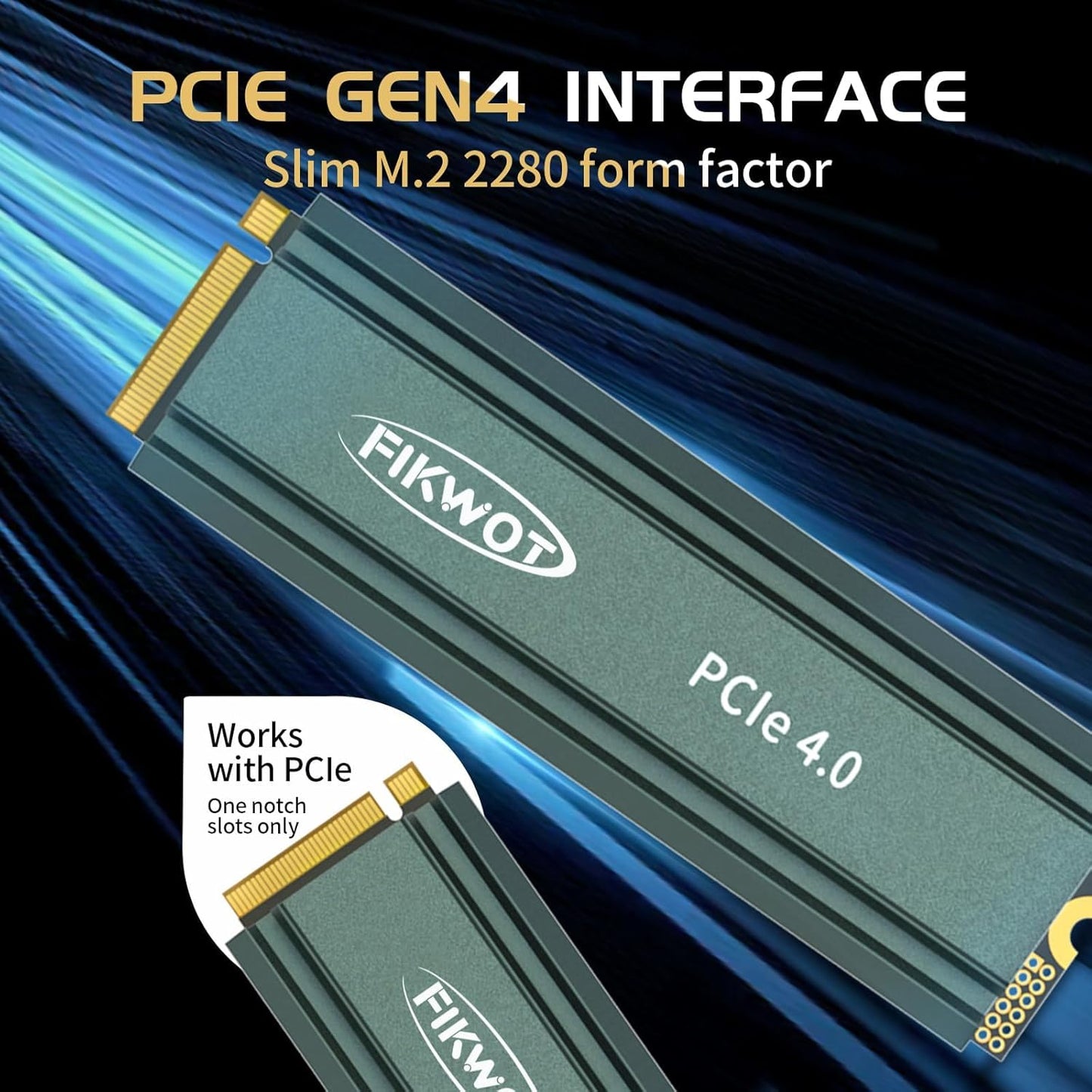 Fikwot FN970 2TB M.2 2280 PCIe Gen4 x4 NVMe 1.4 Internal Solid State Drive with Heatsink - Speeds up to 7,400MB/s, Configure DRAM Cache, Compatible PS5 Internal SSD