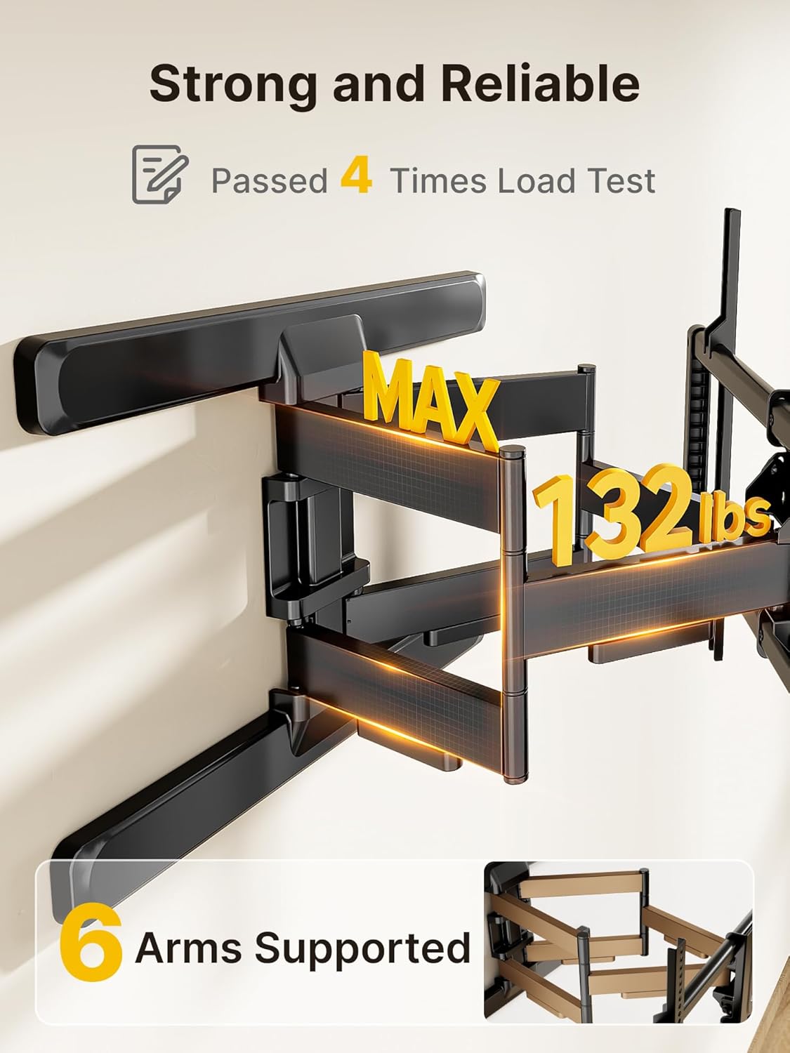 monTEK Long Arm TV Wall Mount for Most 43-90 Inch TVs, 42.5 Inch Long Extension TV Mount Swivel and Tilt, Full Motion Wall Mount TV Bracket Fit Max VESA 800 x 400mm, Up to 132 lbs, 16”,18” Studs