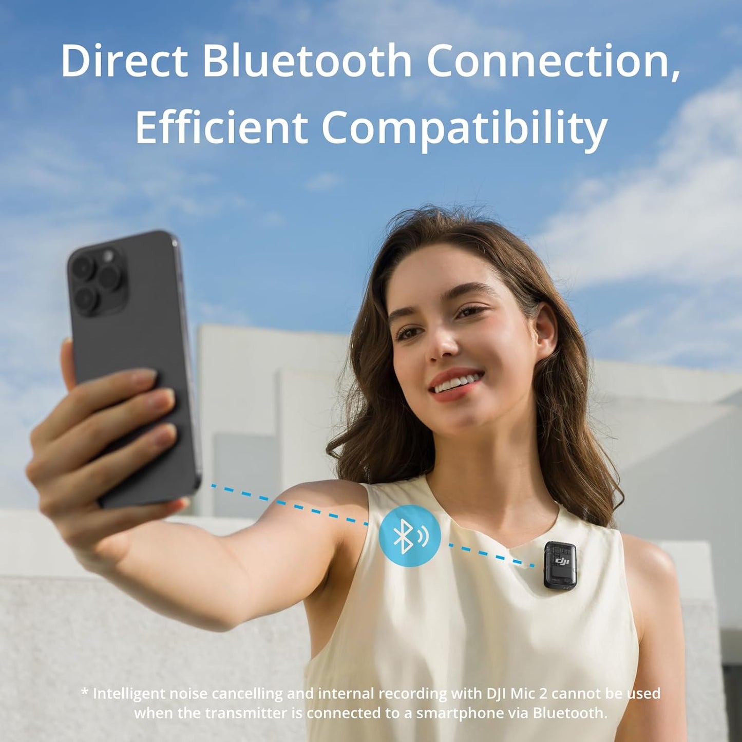 DJI Mic 2 (2 TX + 1 RX + Charging Case), Wireless Lavalier Microphone, Intelligent Noise Cancelling, 32-bit Float Internal Recording, 820 ft.(250m) Range, Microphone for iPhone, Android, Camera