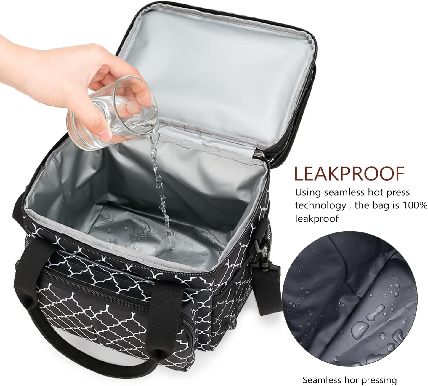 Lunch Bag Women Insulated Lunch Box for Work, Purple Expandable Large Lunch Bags, Leakproof Double Deck Lunch Box Cooler Bag(Purple)