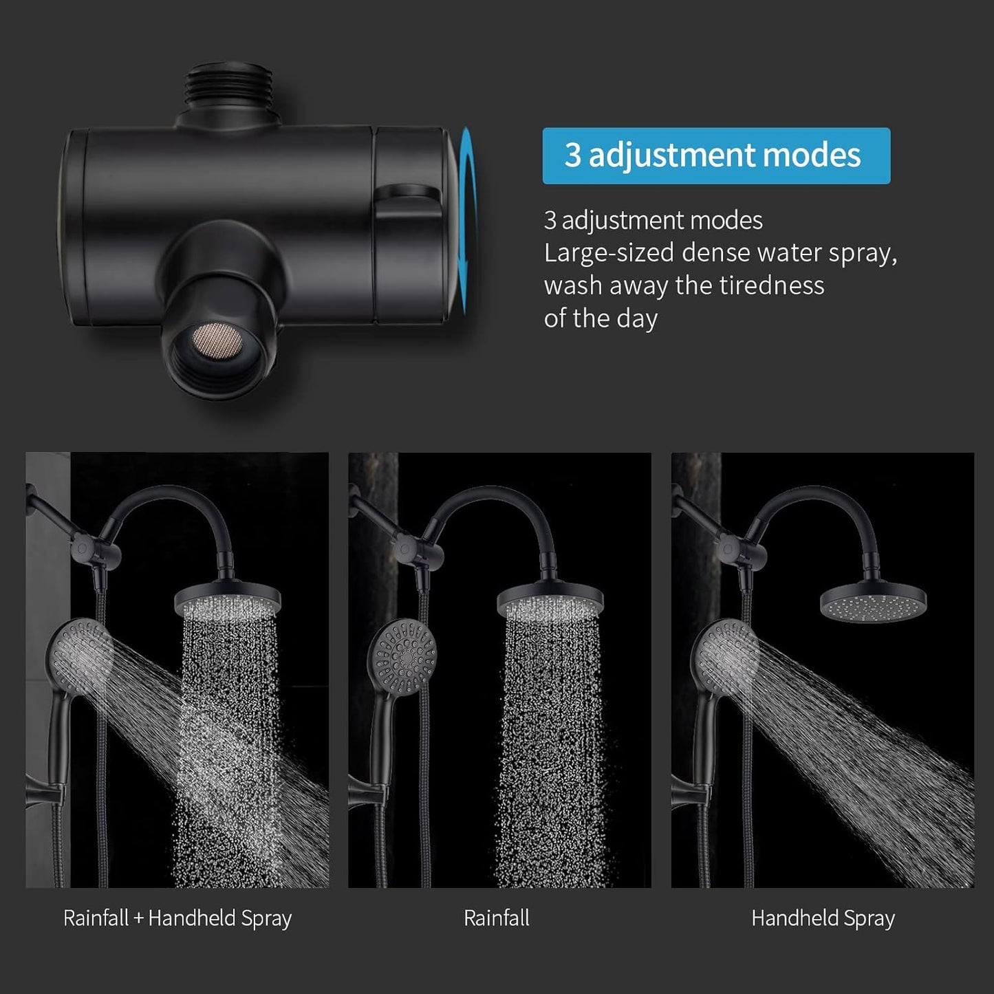 COSYLAND Rain Shower Head with Handheld - 304 Stainless Steel High Pressure 8 inch Square Rainfall Showerhead Combo with 5 Spray Mode 11 inch Extension Adjustable Arm & 60 inch Hose - Chrome