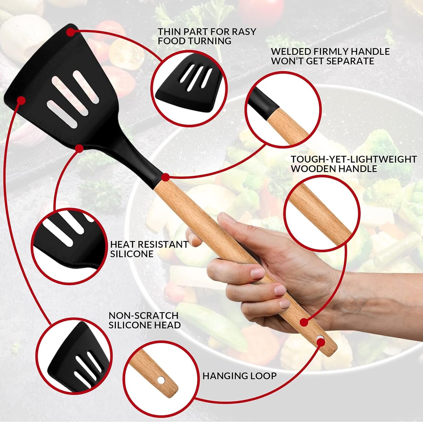 Purilite Select 6-Piece Silicone Cooking Utensil Set