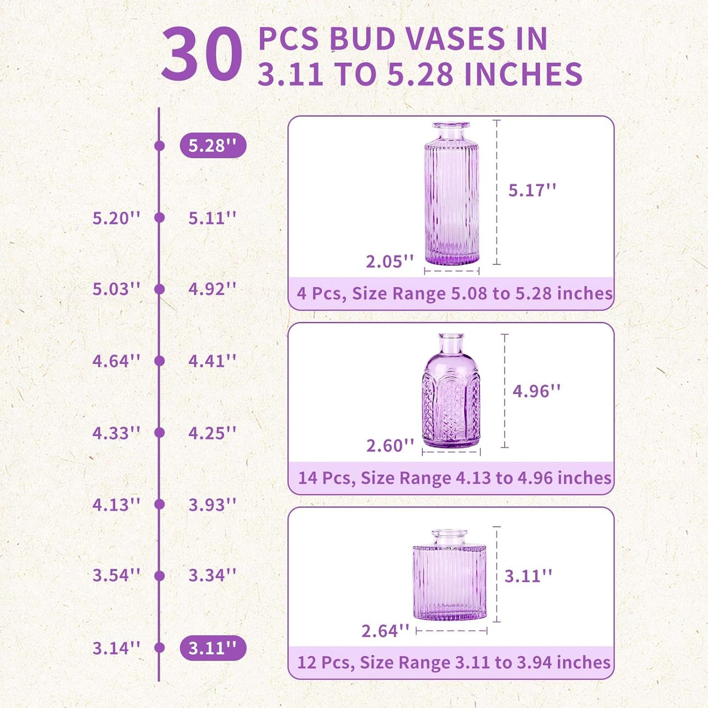 30 Pcs Mini Bud Vases As Wedding Centerpieces for Tables,Clear Bud Vases for Flowers,Small Flower Vases Suitable for Birthday Party,Anniversary,Wedding Reception,Baby Shower