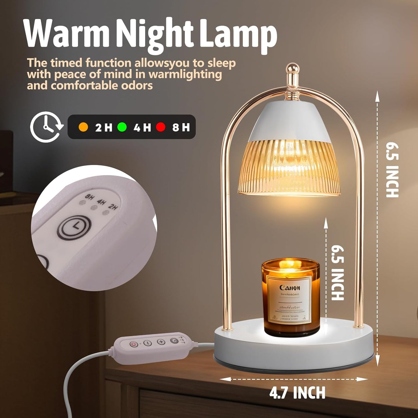 GEEZO Fragrance Candle Warmer Lamp,Electric Candle Warmer with Timer & Dimmer, Mom Christmas Birthday Gifts for Women, House Warming Gifts New Home Bedroom Decor