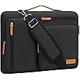 MOSISO Laptop Bag 13.3 inch, 13-13.3 inch Computer Shoulder Bag Compatible with MacBook Air/Pro 13/Pro 14, HP Dell ASUS Notebook &2 Raised&1 Flapover&1 Horizontal Pocket&Handle&Belt, Black