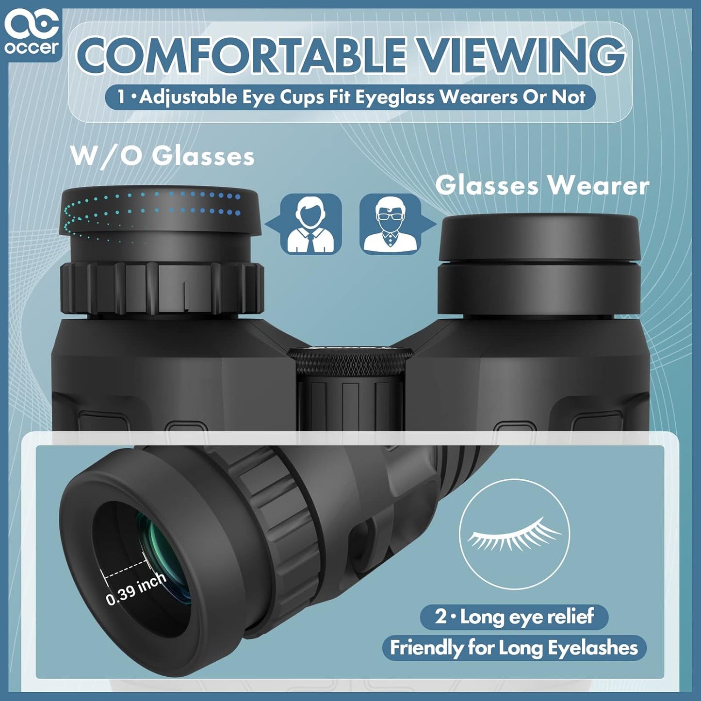 Occer 12x25 Compact Binoculars for Adults Kids, Small Binoculars with Large View Clear Low Light Vision,High Power Lightweight Binocular Easy Focus for Hunting, Bird Watching, Travel, Hiking,Sports