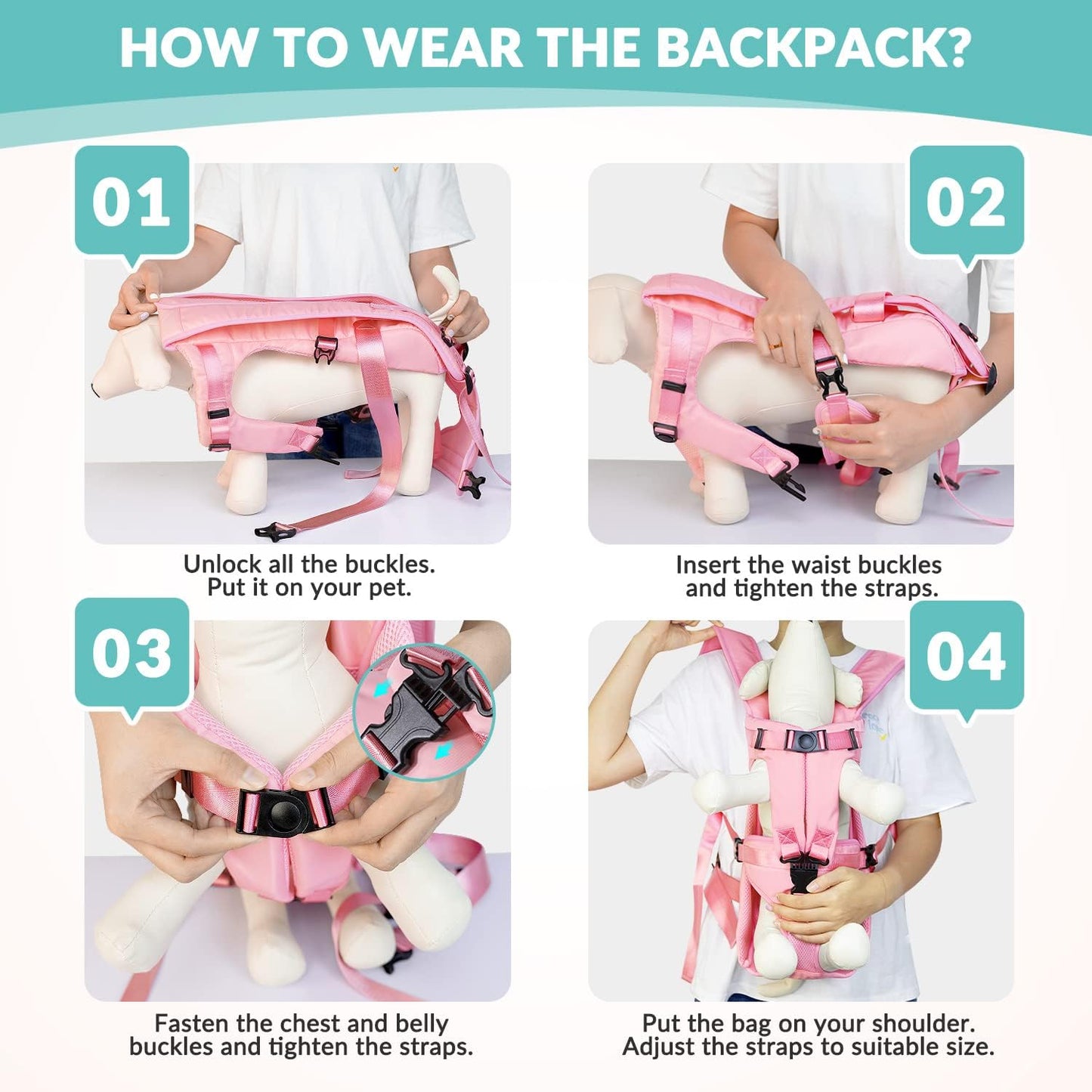SlowTon Dog Carrier Backpack for Small Medium Dogs, Legs Out & Easy-Fit Dog Cat Puppy Front Carriers Bag for Pet Up to 35lbs, Adjustable Breathable Pet Backpack for Traveling Camping Hiking