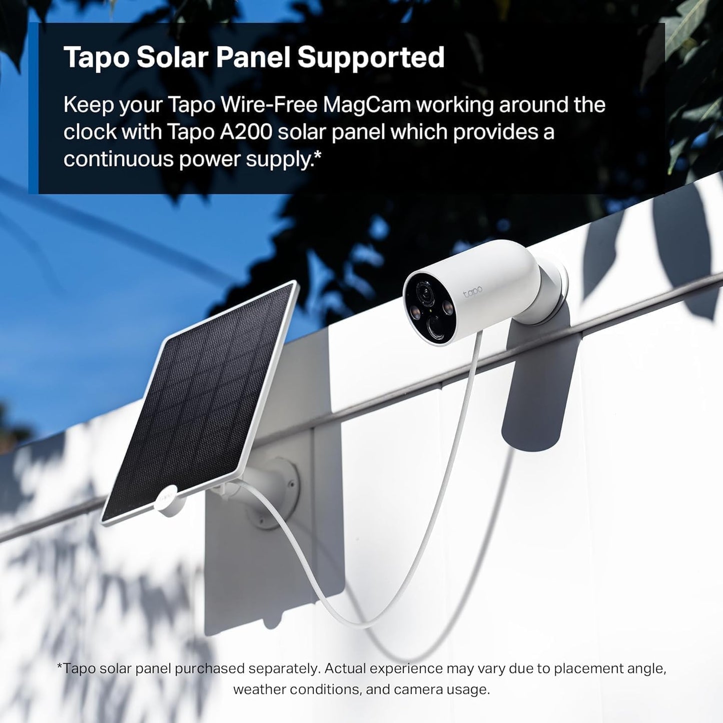TP-Link Tapo SolarCam 2K, Outdoor Battery Camera w/Solar Panel Base, Wireless Camera, 2K QHD, 150° Super-Wide FOV, Free Person/Vehicle/Pet Detection, SD/Cloud Storage, Starlight Color Night Vision