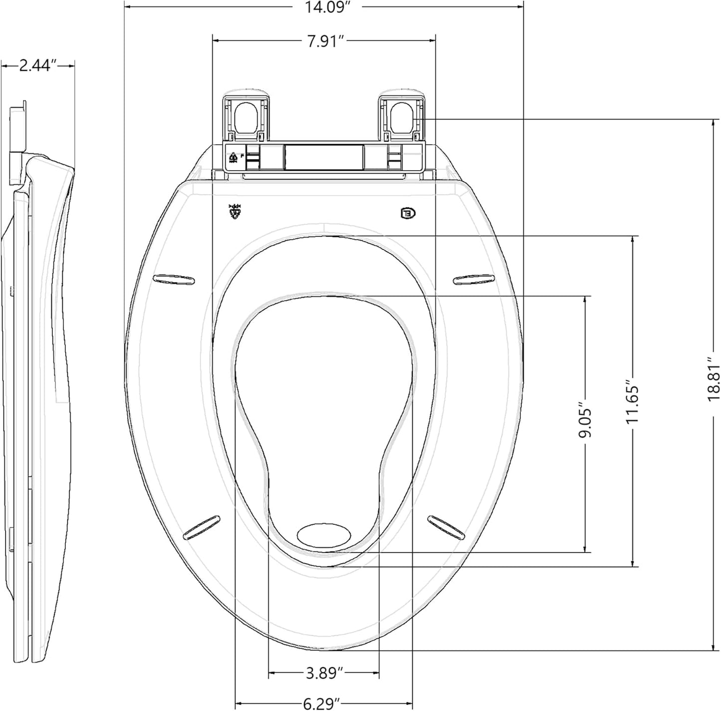 White Elongated Toilet Seat, Slow Close Toilet Cover Seat for Easy Clean and Stain-Resistant, Plastic Toilet Seat with Cover, Quick-Release Hinges and Quick-Attach Hardware
