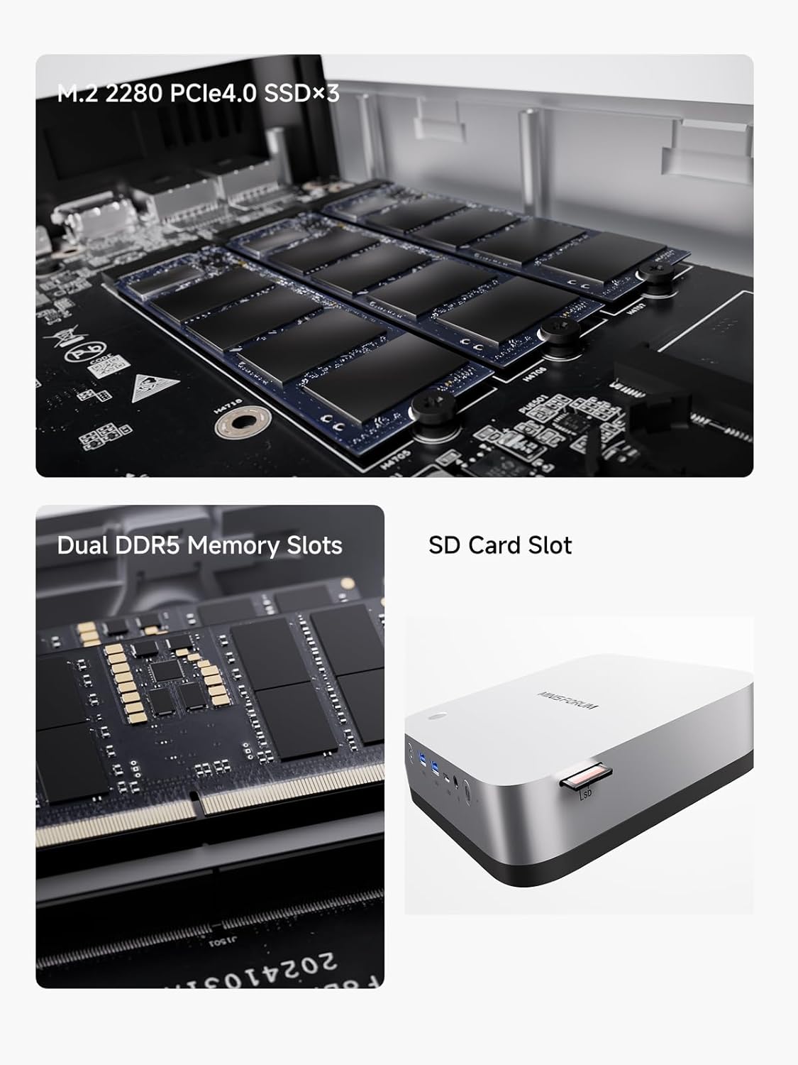 MINISFORUM AI Mini PC X1 Pro AMD Ryzen AI 9 HX370(12 Cores/24 Threads, up to 5.1GHz)&AMD Radeon 890M Mini Gaming Computer,96GB DDR5 2TB PCIe 4.0 SSD, 8K Quad Display,Dual 2.5 LAN/WIFI7/BT5.4/Oculink