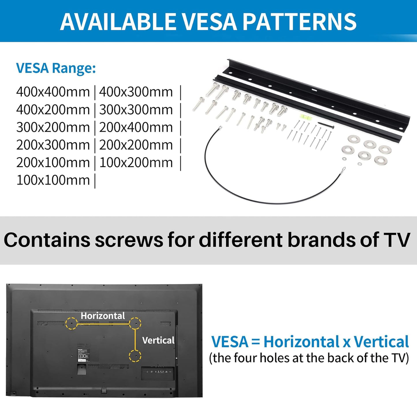 Studless Drywall TV Mount for 12-55 inch TVs, No Stud TV Wall Bracket Max VESA 400x400mm up to 100 lbs Universal Fits Most LED LCD Plasma Flat/Curved Screen TVs & Monitors