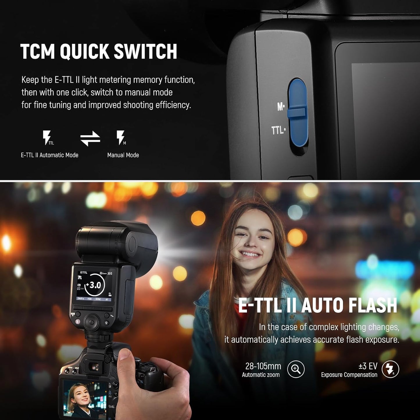 NEEWER Z2-N 2.4G TTL Round Head Flash Speedlite Compatible with Nikon Cameras, 76Ws 1/8000s HSS with Diffuser, 2 Modeling Lamps, Upgraded UI, TTL/M Toggle Key, 3000mAh Battery, 600 Full Power Flash