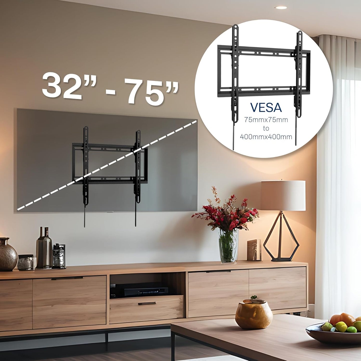 VIVO Extra Large Heavy Duty 43 to 100 inch LCD LED Curved and Flat Panel Screen, TV Wall Mount Bracket with Max 800x400mmmm VESA, Black, MOUNT-VW100F