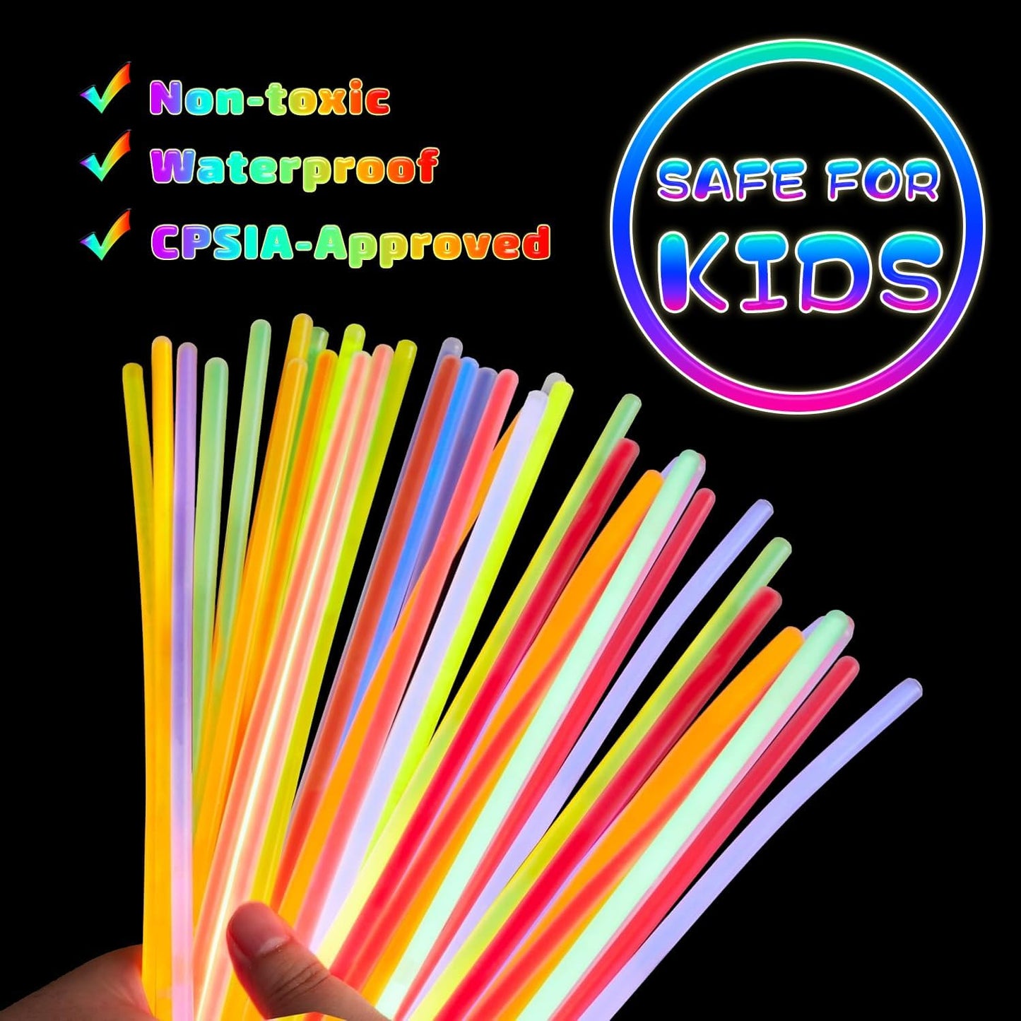 200 PCS Glow Sticks Bulk 8" Glowsticks, Glow Stick Bracelets Necklaces, Glow Party Supplies, Neon Glow Sticks, Glow in the Dark, Glowsticks Party Favors Light-up, Christmas, Easter