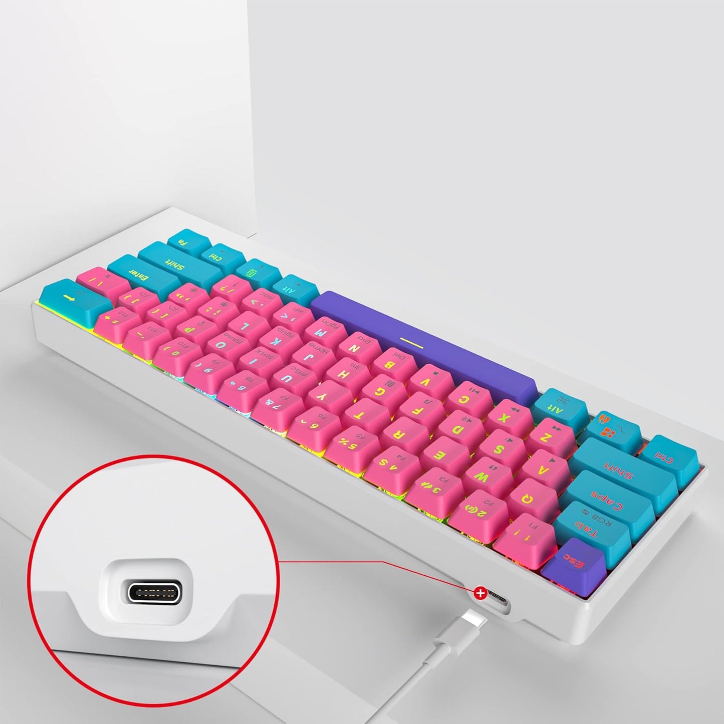 Fogruaden Full Size Mechanical Keyboard, Green Matcha Keyboard, Wired USB 104 Keys RGB Backlit Gaming Keyboard with Number Pad, Red Switches, NKRO Mechanical Keyboard for Windows Laptop PC Gamer