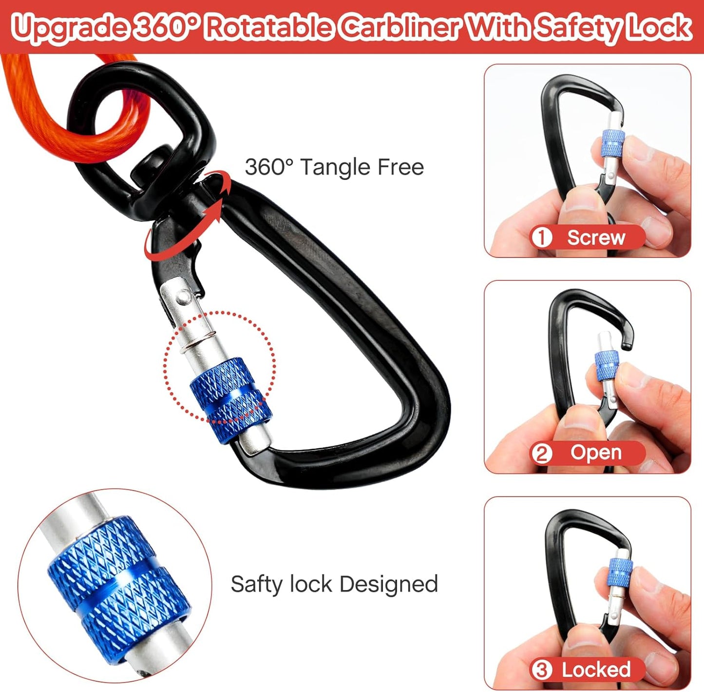 Furggis Dog Tie Out Cable,10/15/20/30/50FT Dog Run Cable for Yard and Camping Outdoor,Heavy Duty Dog Tether for Medium Large Dogs Chew Proof,1000lbs Break Strength,Reflective
