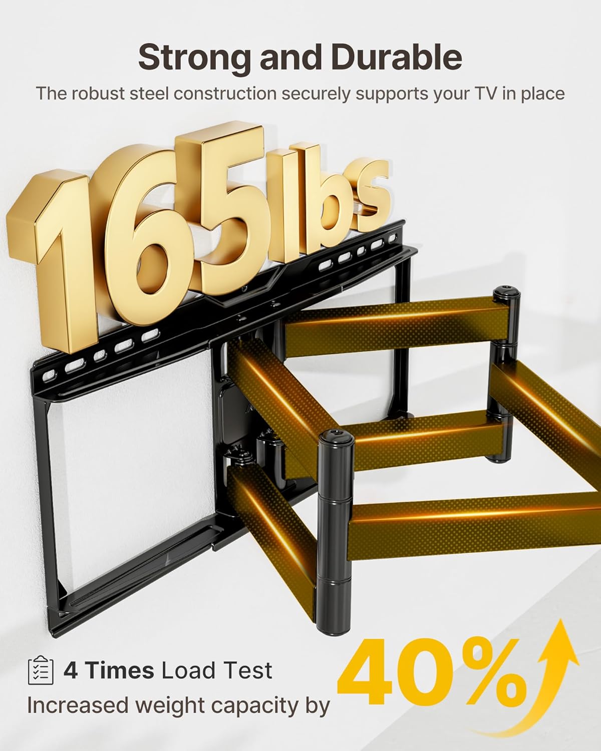 monTEK Full Motion TV Wall Mount for Most 37-90 inch TVs up to 165 lbs, Heavy Duty TV Mount with Dual Articulating Arms, Tool-Free Tilt, Swivel, Extension, Fits 16"/18"/24" Studs, Max VESA 600x400mm