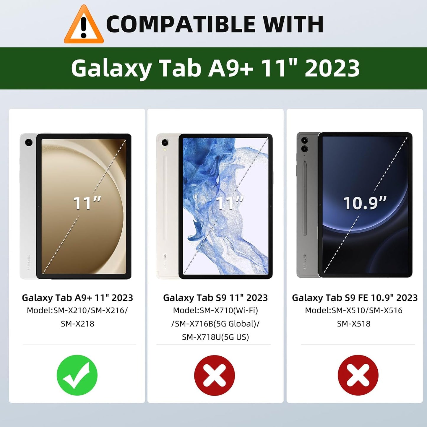 MoKo Case for Samsung Galaxy Tab A9 Plus 11" 2023 (SM-X210/SM-X216/SM-X218), PU Leather Multi-Angle Viewing Folding Stand Cover Case with Hand Strap, Front Pocket, Auto Wake/Sleep, Denim Blue & Brown