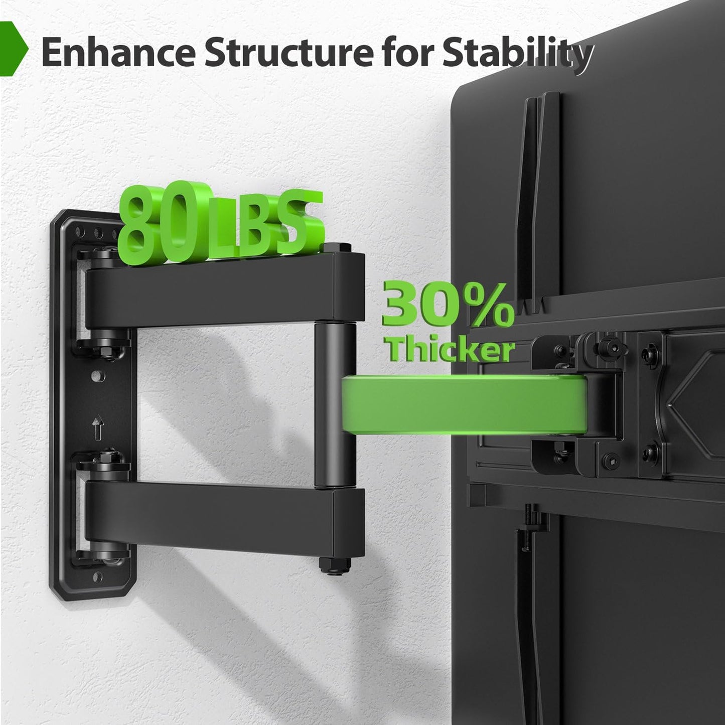 USX MOUNT Full Motion TV Wall Mount for Most 26-60 inch TVs up to 80 Lbs, Wall Mount TV Bracket with Articulating Swivel Tilting, Single Stud TV Mount, Max VESA 400x400mm, XMM904