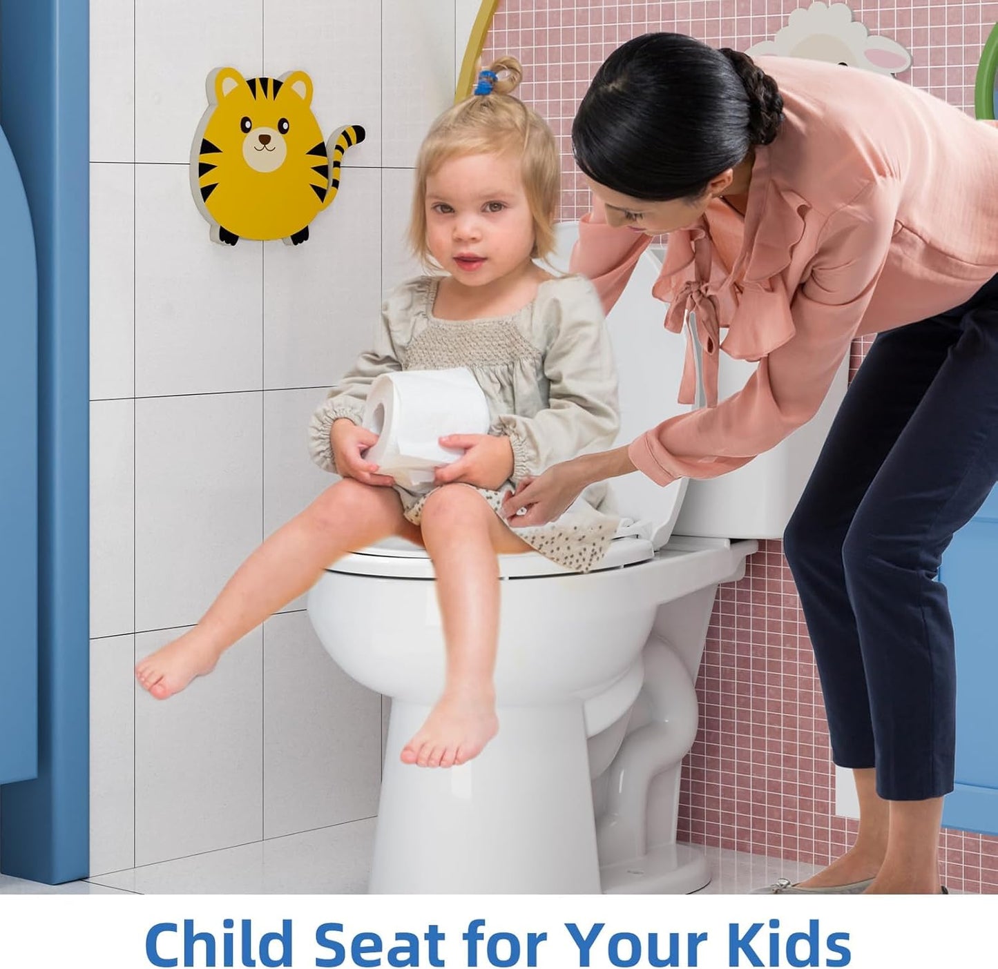 Homfan Elongated Soft-Close Toilet Seat with Built-in Toddler Potty Training Seat – Easy Installation, Durable & Quiet Close, Fits Adult & Child, Includes Quick-Detach Hinges