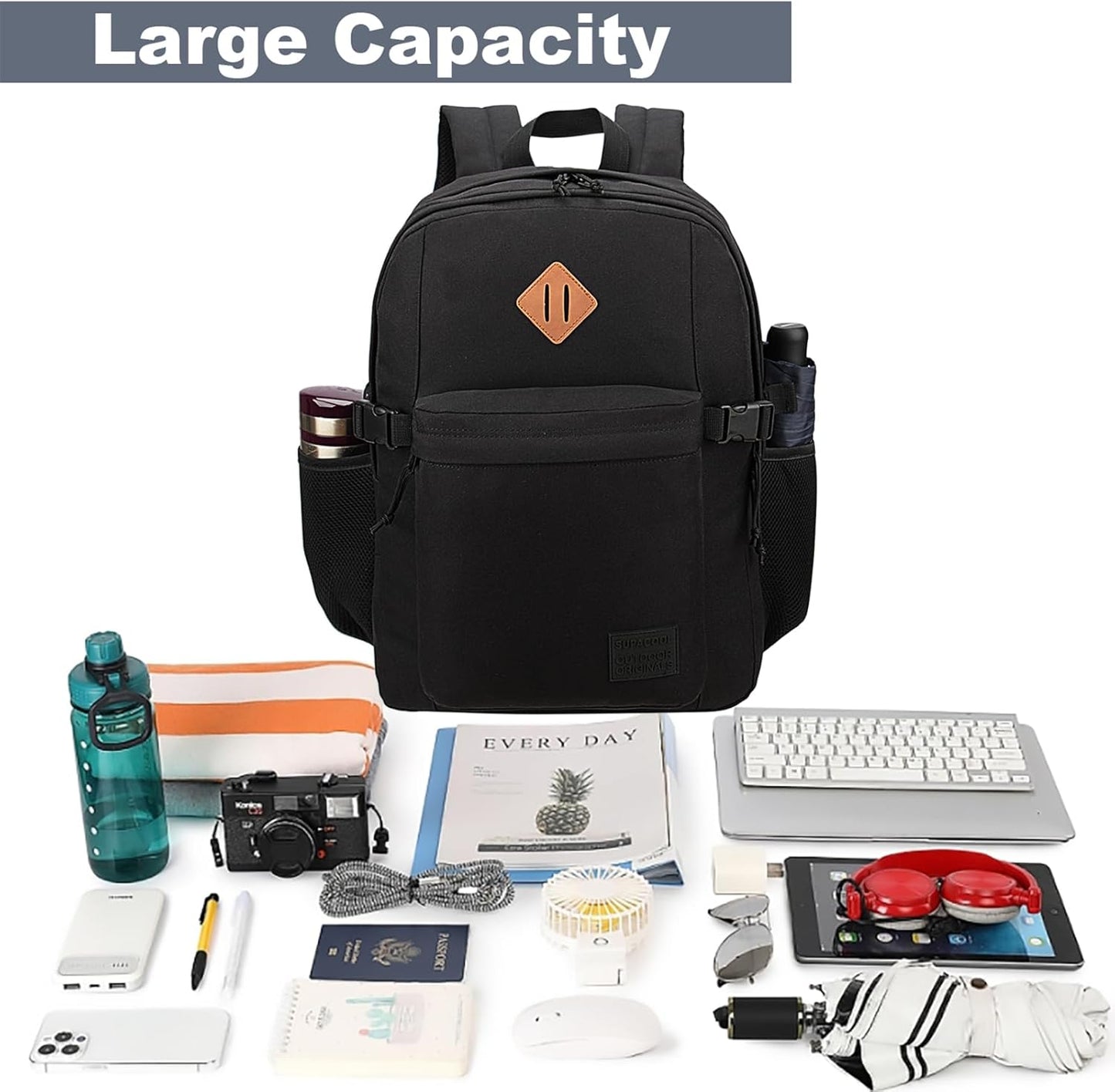 SUPACOOL Lightweight Casual Backpack for Men and Women, Large Backpack for School Boys and Girls
