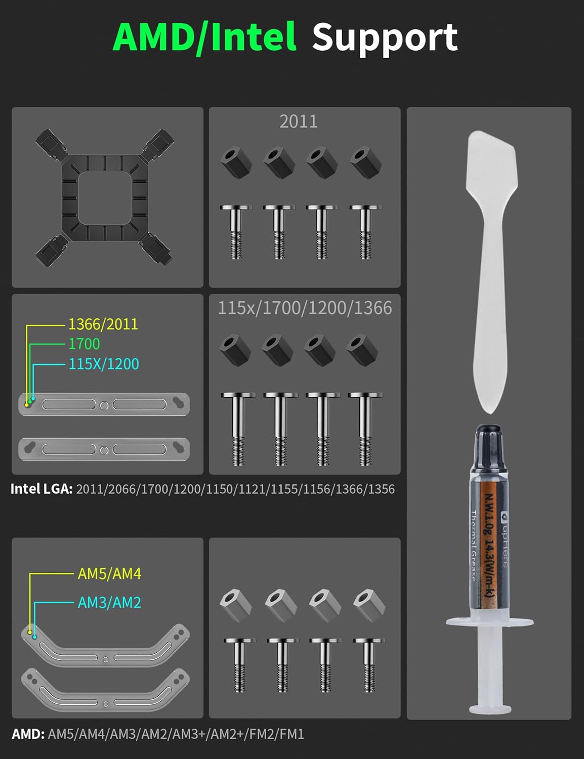 upHere White Dual-Tower 5V ARGB CPU Air Cooler, 6×Ф6mm Heatpipes,Dual PWM Fan Computer Cooling,TDP 265W, Intel LGA2066/2011/1700/1851/1200/115X; AMD AM4/AM5 (158mm in Height) up2TC6
