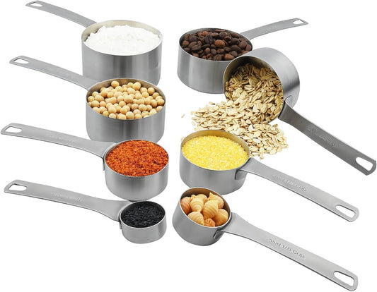 Smithcraft Measuring Cups and Spoons Set 18, Stainless Steel Measuring Cups and Spoons Set, 18/8(304) Steel Heavy Duty 8 Measuring Cups & 9 Measuring Spoons & 1 Stick for Kitchen & Baking Measuring - PuriLite