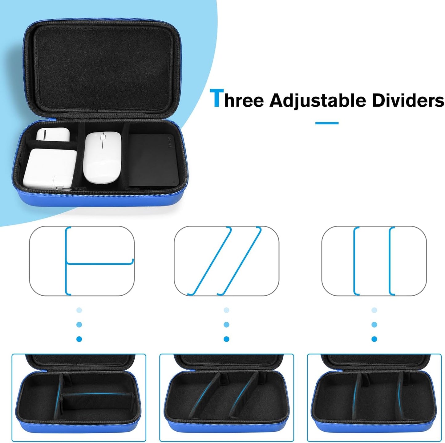 ProCase Hard Travel Electronic Organizer Case for MacBook Power Adapter Chargers Cables Power Bank Apple Magic Mouse Apple Pencil USB Flash Disk SD Card Small Portable Accessories Bag -L, Black