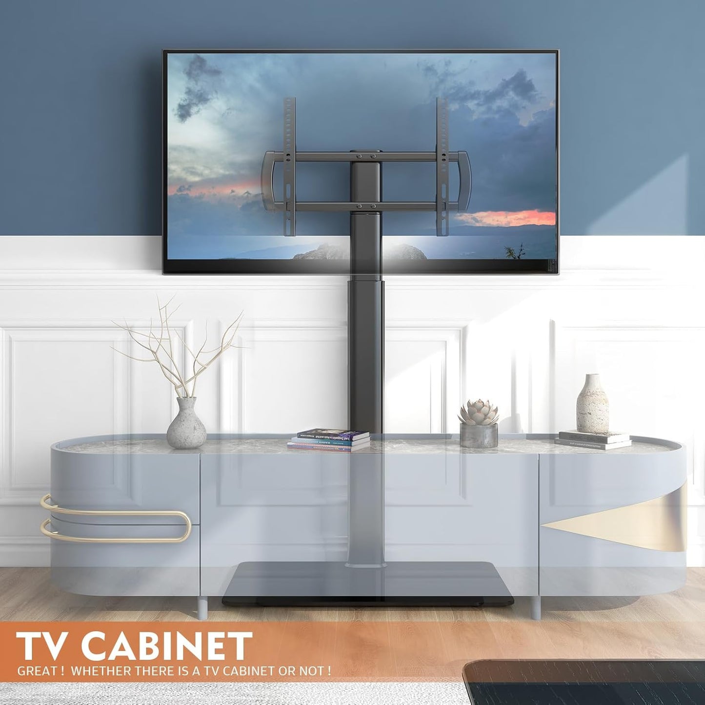 Universal TV Stand with Mount 80 Degree Swivel Height Adjustable and Tilt Function for 27 to 65 inch LCD, LED OLED TVs,HT1002B