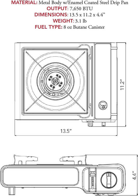 Gas ONE GS-1000G 7,650 BTU Portable Butane Gas Stove