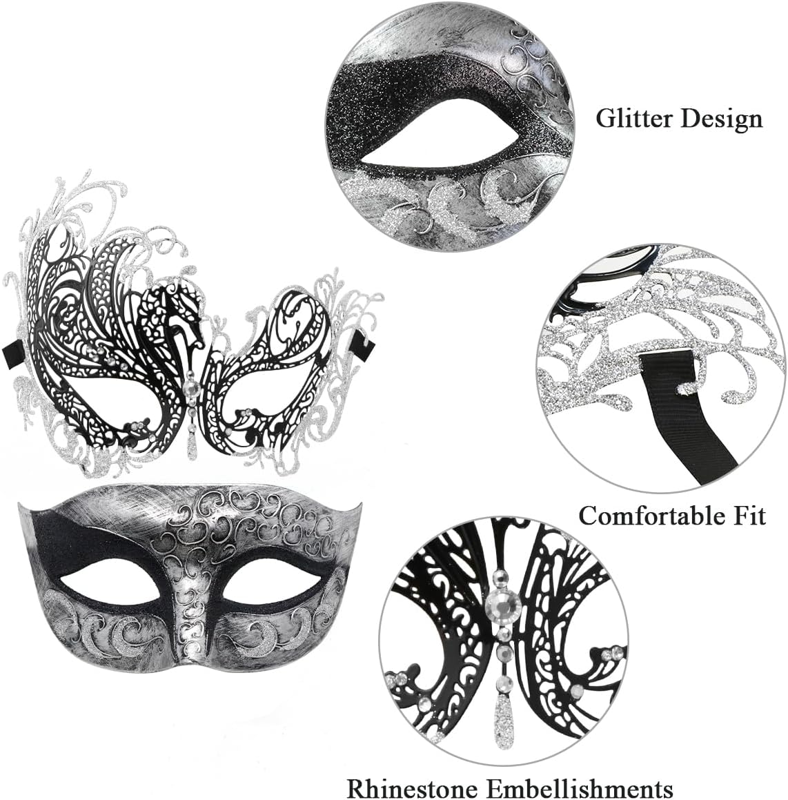 Couple Masquerade Mask Metal Masks Venetian Party Mask Halloween Costume Mask Mardi Gras Mask