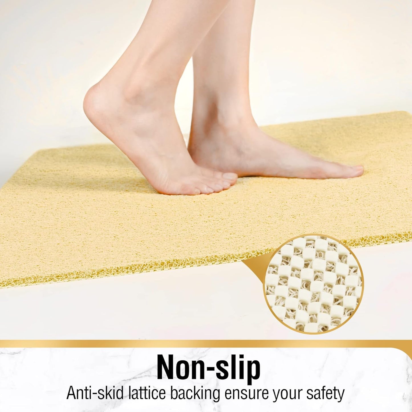 HITSLAM Shower Mat Non Slip, 24 x 16 Inch Bathtub Mat Non Slip with Drain, Soft PVC Loofah Bath Mat for Tub, Quick Drying Bathroom Shower Mat, Grey