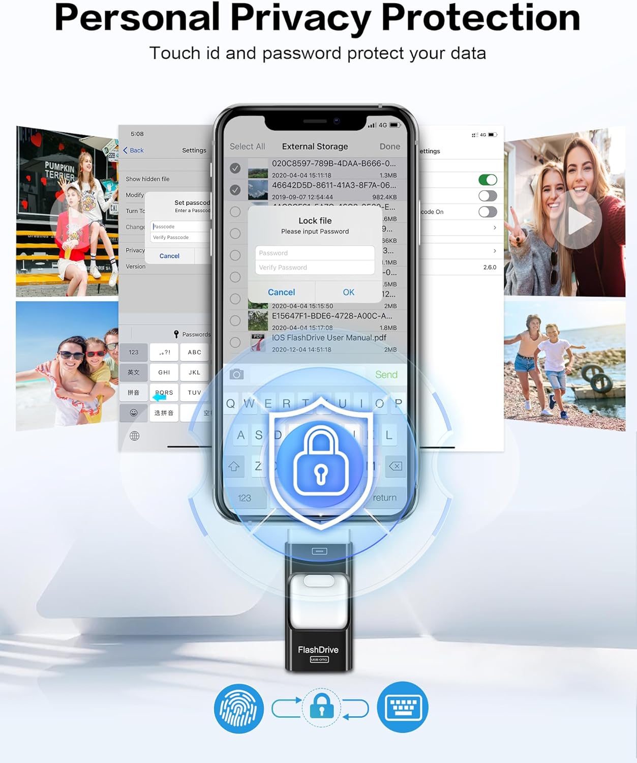 256GB Flash Drive for iPhone Photo Stick, Thumb Drive USB Stick High Speed Transfer USB Drives External Picture Video Storage Memory Expansion for iPhone/iPad/PC (Blue)