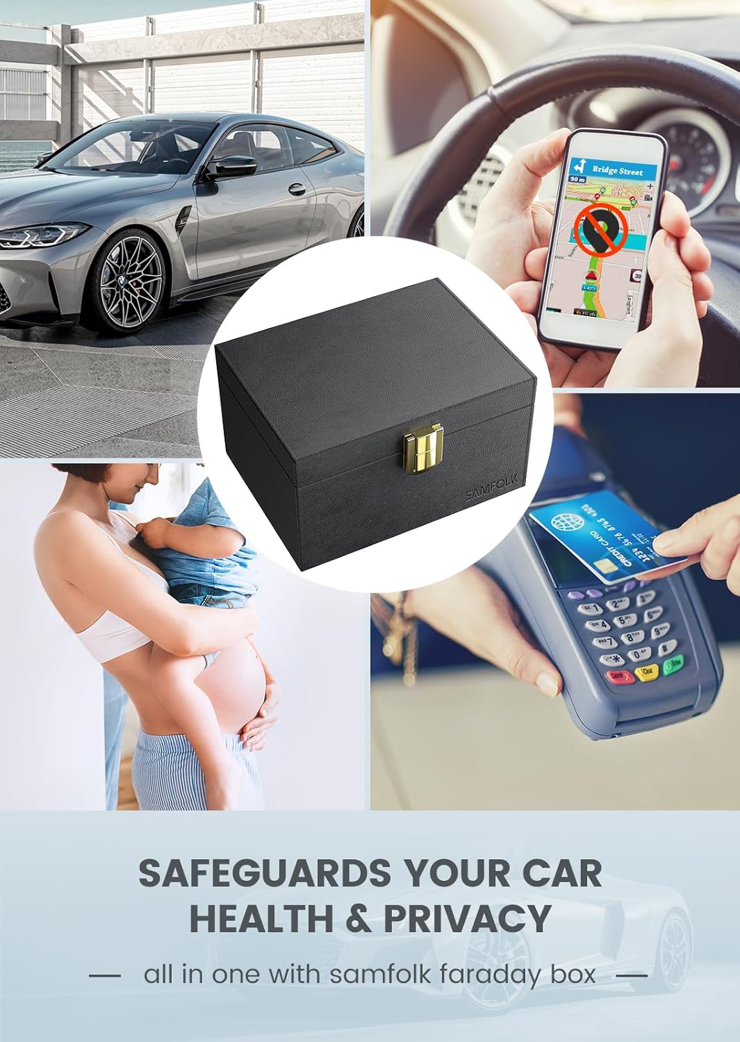 Samfolk Faraday Box with Faraday Pouchs, Faraday Box for Car Keys,RFID Key Fob Protector Anti-Theft Key Fob Box, Anti-Theft Cages for Car Keys, Phone and Credit Card