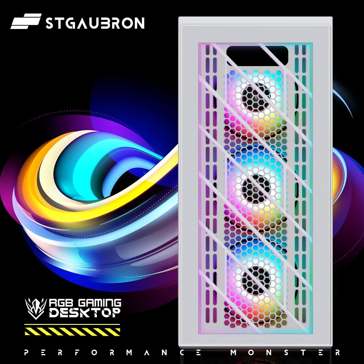 STGAubron Gaming Desktop PC, Radeon RX 590 8G GDDR5, Intel i7 Xeon E5 2.5G up to 3.3G, 32G DDR3, 1T SSD,600M WiFi, BT 5.0, RGB Fan x 6, RGB Keyboard & Mouse & Mouse Pad, W10H64