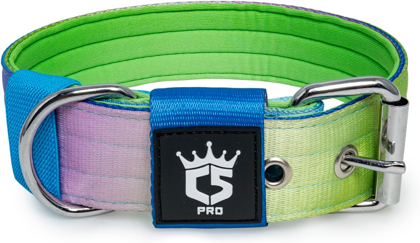 TSPRO Tactical Dog Collar 1.5 inch Wide Dog Collar Military Grade Strong Dog Collar Thick Dog Collar Heavy Duty Metal Buckle Dog Collar(Green-L)
