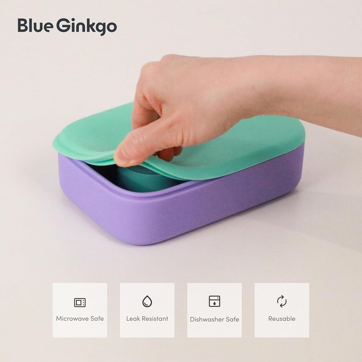 Blue Ginkgo Kids Silicone Lunch Box Set – Durable Heavy-Duty Silicone Bento Box, Microwave, Freezer, Dishwasher Safe – Airtight, BPA Free (Made in Korea, Coral)