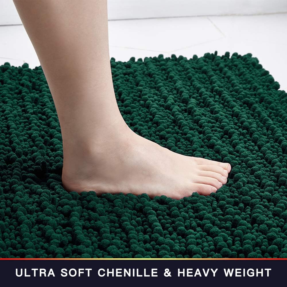 Walensee Bathroom Rug Non Slip Bath Mat (24x17 Inch Blush) Water Absorbent Super Soft Shaggy Chenille Machine Washable Dry Extra Thick Perfect Absorbant Best Small Plush Carpet for Shower Floor