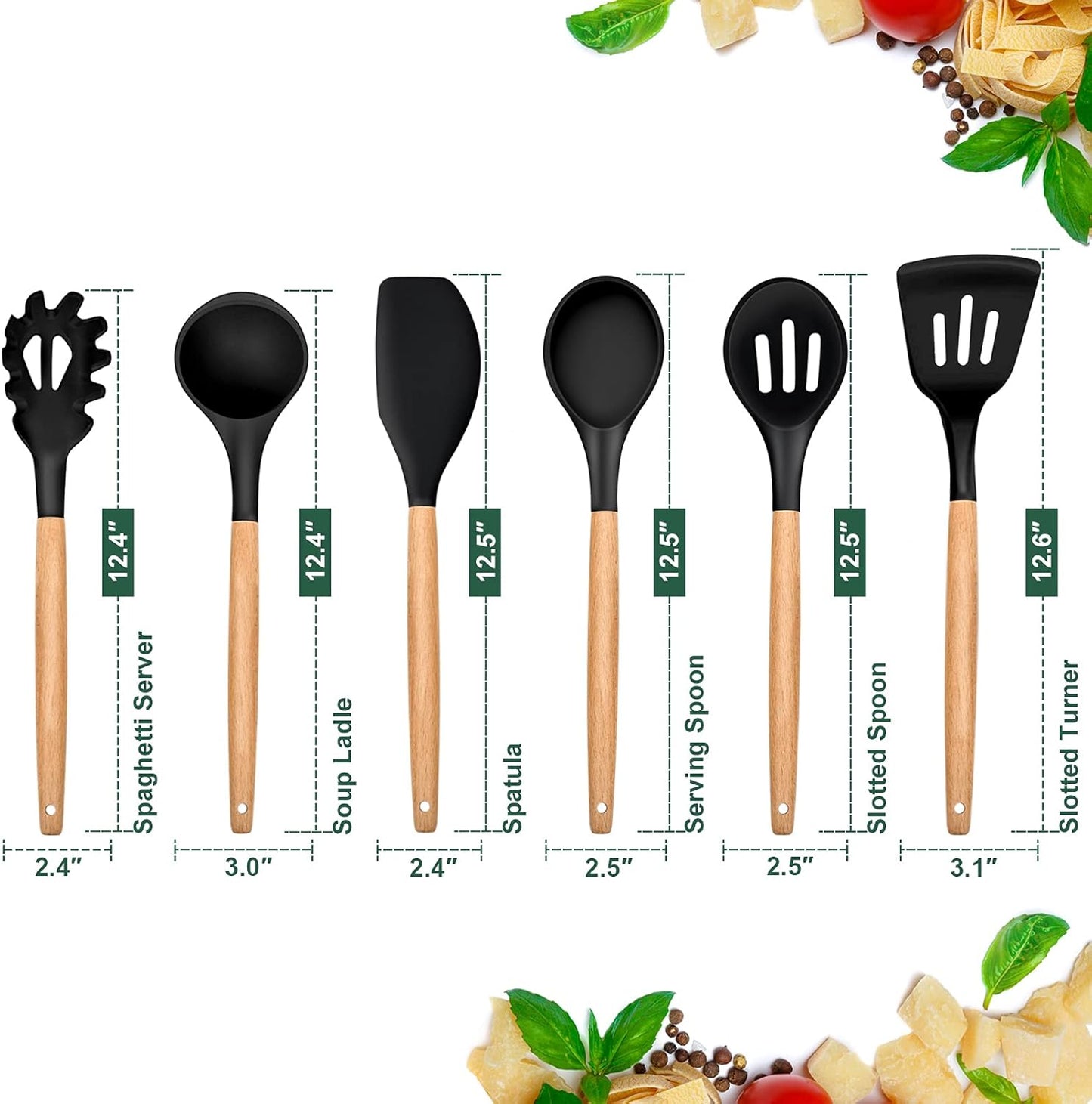 Purilite Select 6-Piece Silicone Cooking Utensil Set